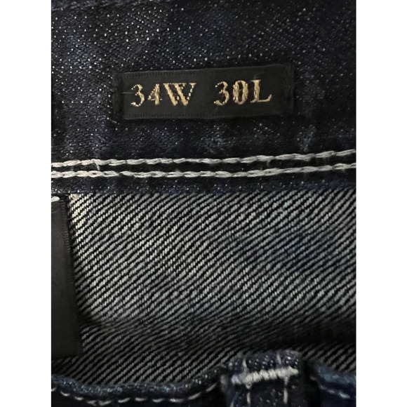 Helix Jeans Mens 34" Waist Blue Boot Cotton Pockets Zip Close Medium Wash - Picture 6 of 10